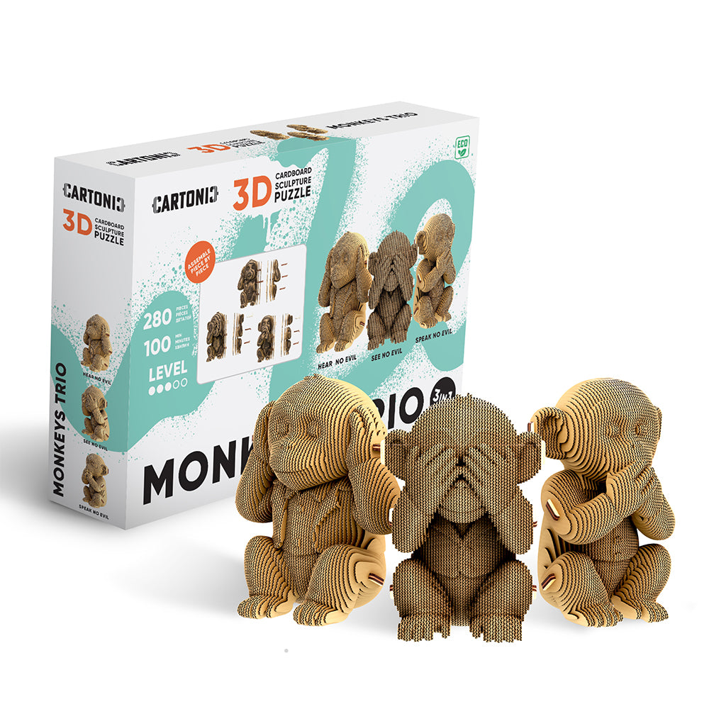 MONKEYS TRIO Cartonic 3D Puzzle – CARTONIC® Official Store