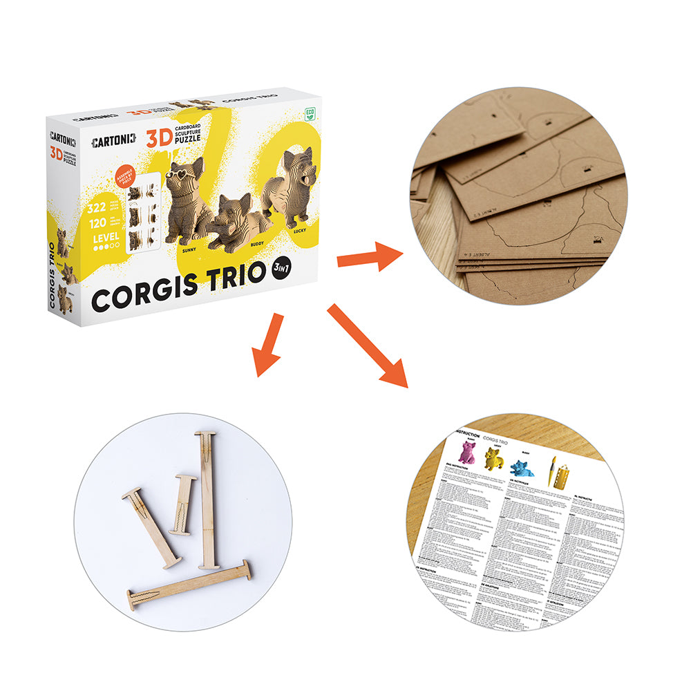 CORGIS TRIO Cartonic 3D Puzzle