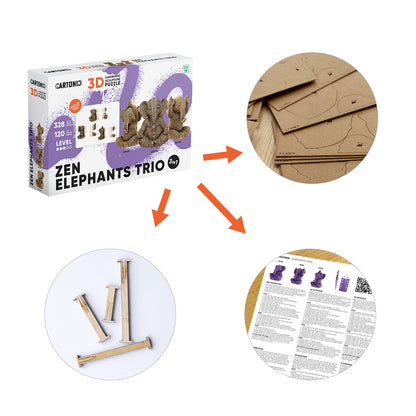 ZEN ELEPHANTS TRIO Cartonic 3D Puzzle
